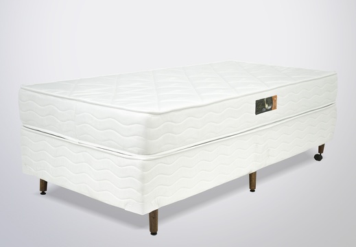 COLCHÃO APUS D45 + BOX SOMMIER 0,88 SUEDE BRANCO LATERAL